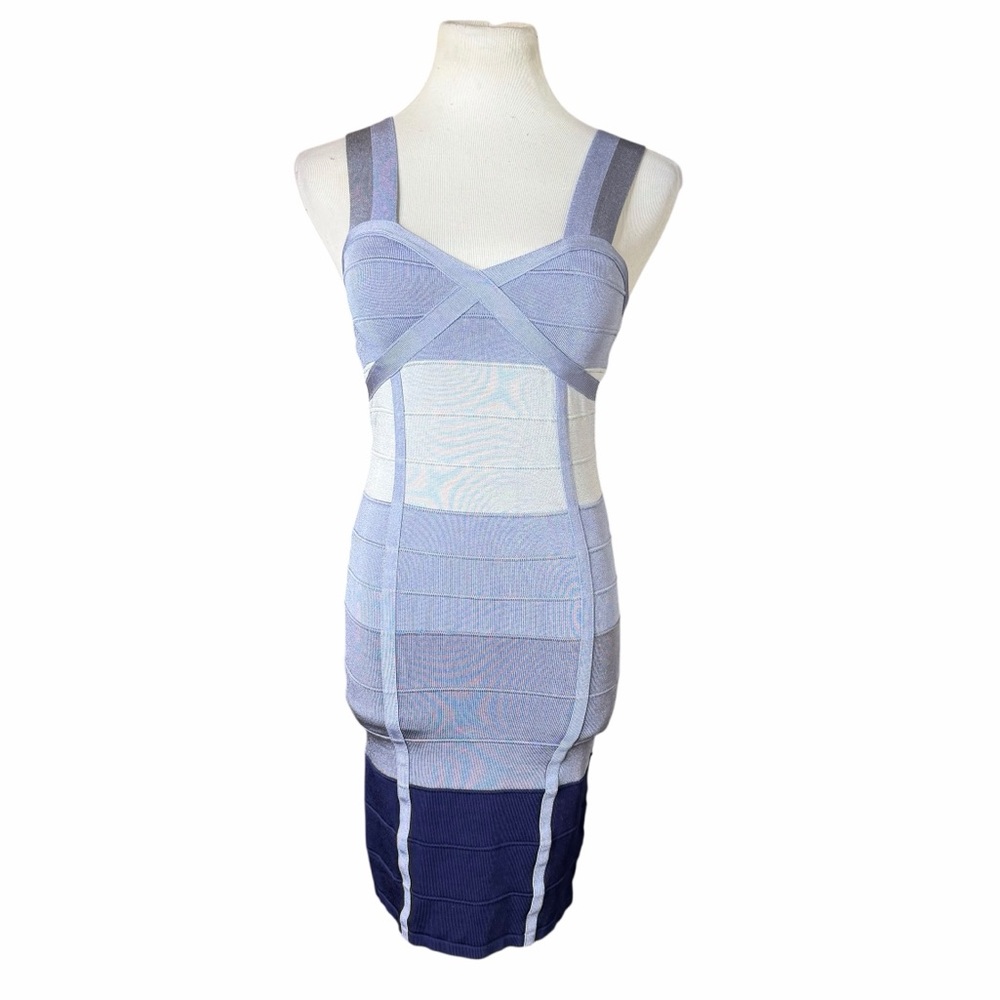 Bebe Purple Colorblock Sweetheart Neckline Sleeveless Bandage Mini Dress - Small